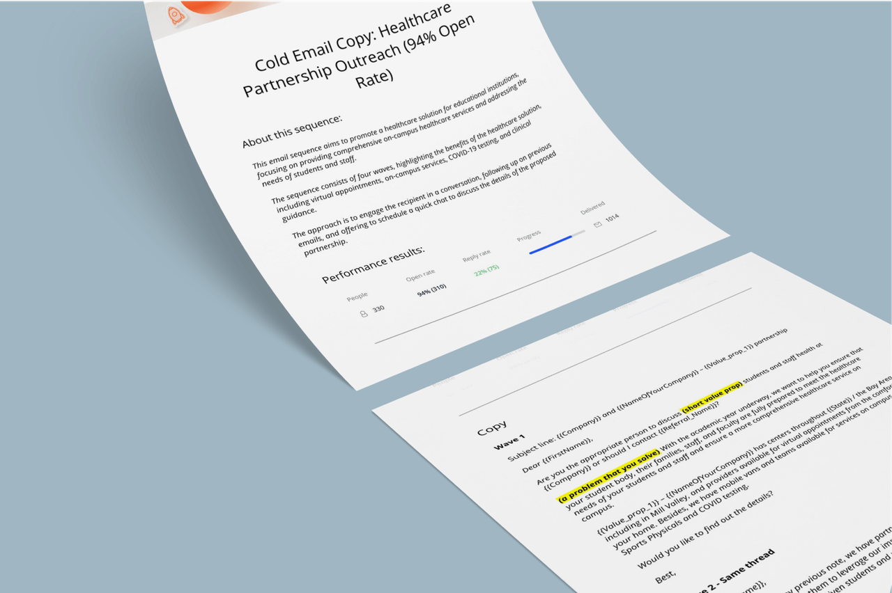 Healthcare partnership outreach sequence that resulted in a 94% open rate